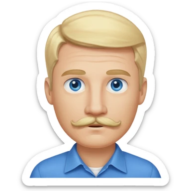 guy with blond hair, mustache, and blue eyes sticker
