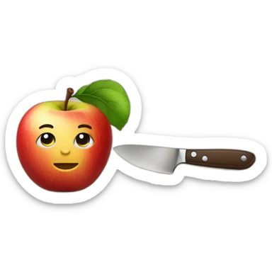pomme avec un couteau sticker