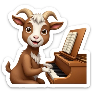 Goat playing piano and singing with heart eyes sticker