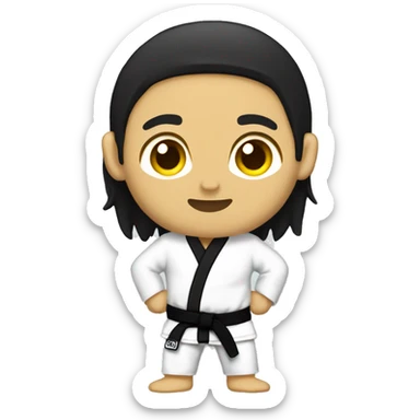 jiujitsu yellow belt black hair sticker