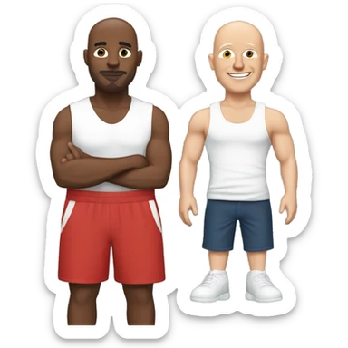 pearson with white tank top, red shorts bald head white guy sticker