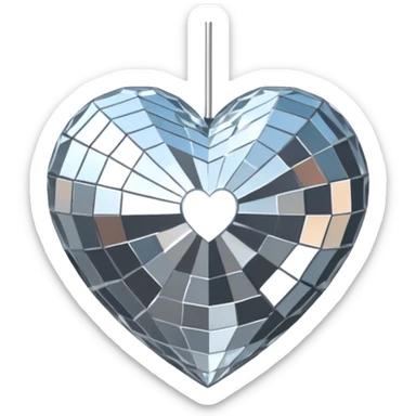 disco ball in shape of a heart sticker