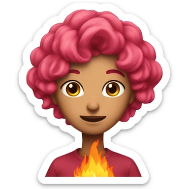 corazon rosa con fuego sticker