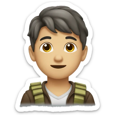 niño señalando sticker