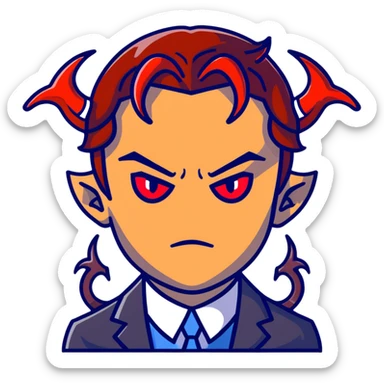 Leonardo DiCaprio devil avatar with red eyes and horns sticker
