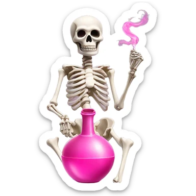 Skeleton with pink hookah  sticker