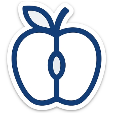 apple, flat icon style, bold colors, geometric shapes, minimal details, suitable for digital interface sticker