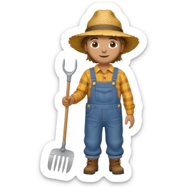 Scarecrow, Dressed like a farmer with overalls, straw hat, and a rake tucked in one arm. sticker