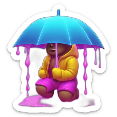 Juicy booty neon sign style man rain sticker