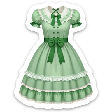 Lolita dress, white and green sticker