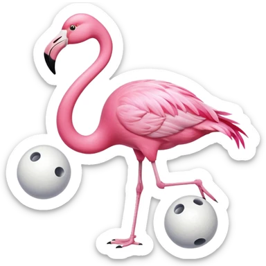 Flamingo playing bowling sticker