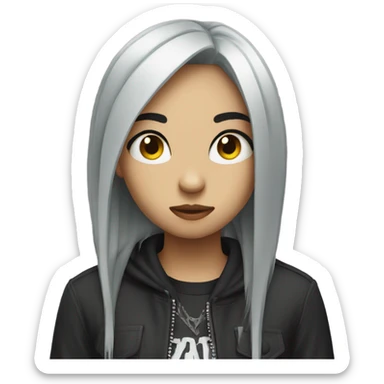 Emo girl with silly face sticker