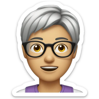 A short haired lesbian with glasses who is angry and fumes out her ears sticker