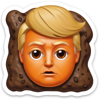 Donald Trump orange face on a brown piece of poop sticker