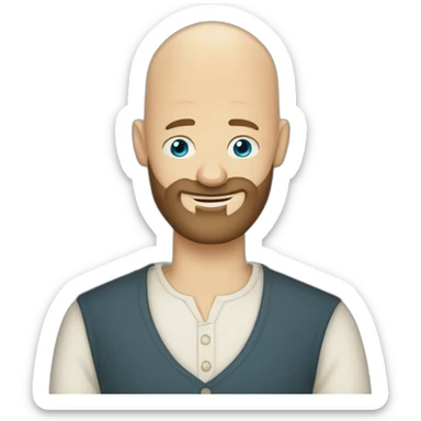 Tall Hungarian blond blue eyes bald bearded man hugs African bald  bearded 50s man sticker