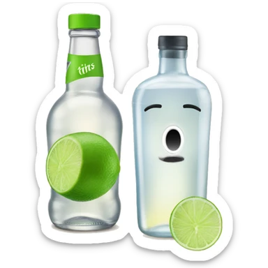 Vodka tonic with a lime and Tito’s bottle sticker