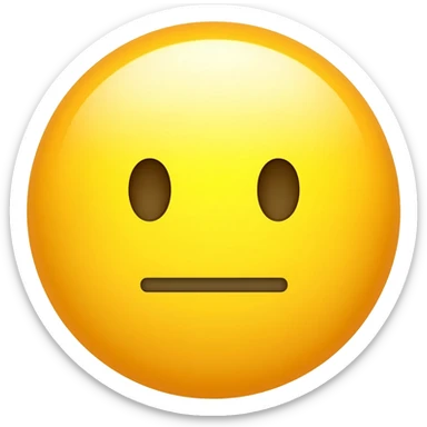 Yellow circle with no eyebrows and nose and the face feeling is neutral and the mouth is neutral its not smiling or frowning it looks like this symbol "—" sticker