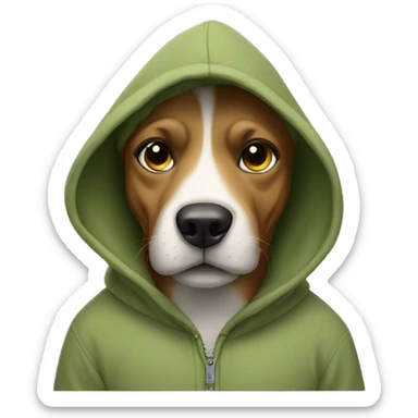 Dog wearing a hoodie sticker