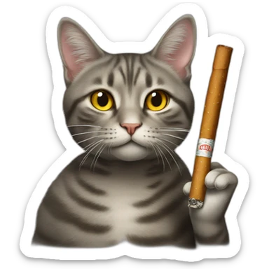 cat smoking a cigarrette sticker