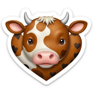Cow print brown  heart sticker