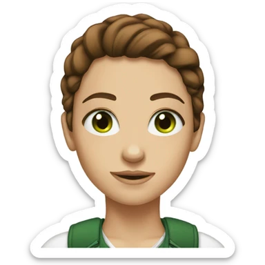 Tall girl with brown hair big green eye sticker