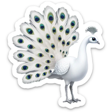White peacock with a bow sticker
