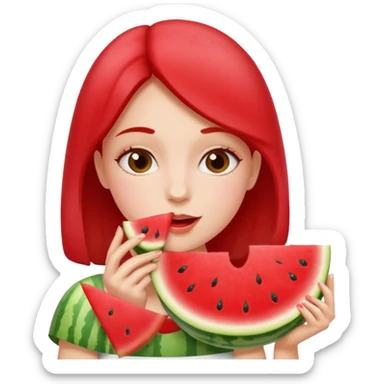 Girl eating watermelon sticker