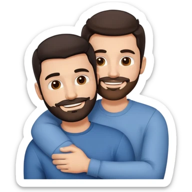 Two white guys with dark hair and facial hair cuddling sticker
