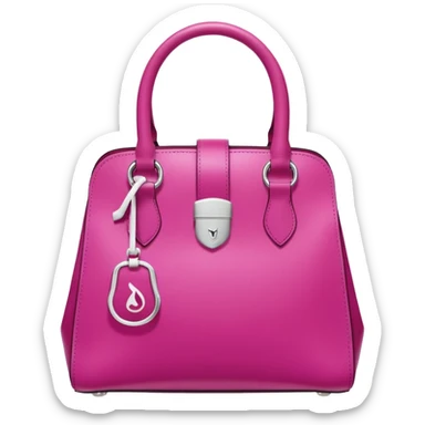 bolsa fucsia con asas blancas y en el centro de la bolsa el logo de druni perfumerias en color blanco sticker