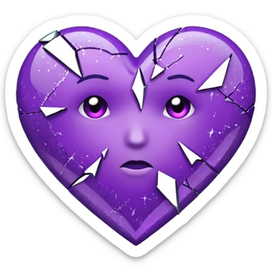 glitter cian and purple broken heart sticker