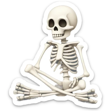 skeleton sitting in a huddled position sticker