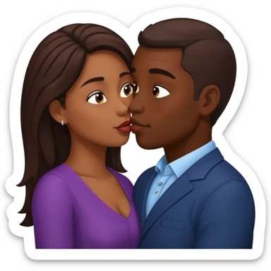 Dark brown guy kissing brown girl sticker