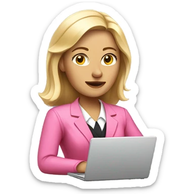 blonde woman lawyer with laptop in pink clothes sticker