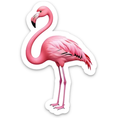 Flamingo with a flower sticker