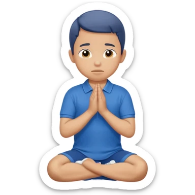In Niño arrodillado orando con polo azul sticker