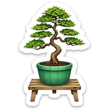 standing slanted bonsai potted Plant rack made from the wood of old oak pallets  sticker