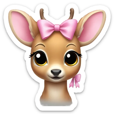baby deer with fairy wings and a pink bow around its neck  sticker