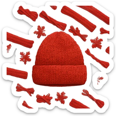 Red knit winter hat no person sticker