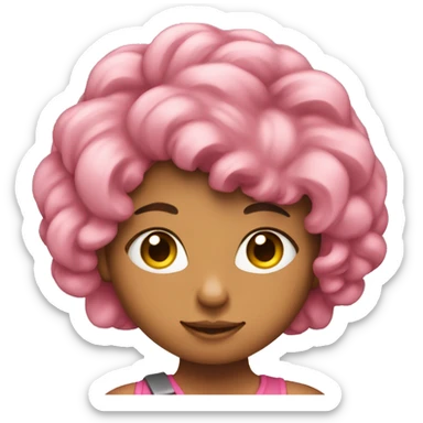 Ragazza con capelli rosa che tiene in braccio un gatto nero  sticker