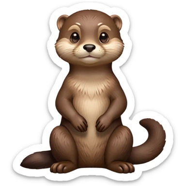 cinematic-noble [otter]-realistic-full-body-sitting-emoji,-tail-tucked-close,-head-tilted-dramatically,-sleek-[brown]-fur,-simplified-yet-realistic-focused-features,-highly-detailed,-glowing-with-an-almost-sarcastic-glow  expressive eyes sticker