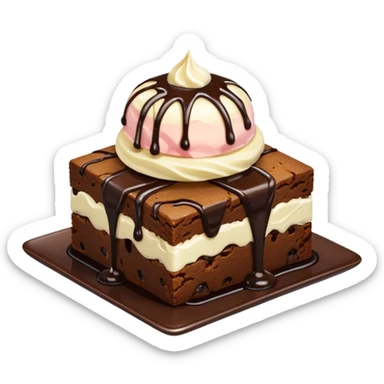 Brownie with ice cream sticker