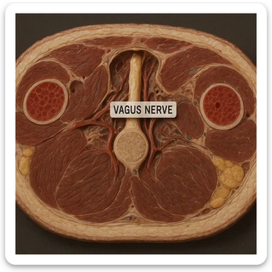 vagus nerve seen in transverse section of the neck, hyper realistic 4K style, anatomical details, natural colors sticker