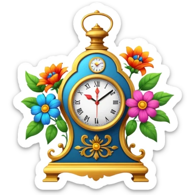 flower blooming next to a clock sticker