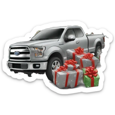 A Christmas themed silver F150 sticker