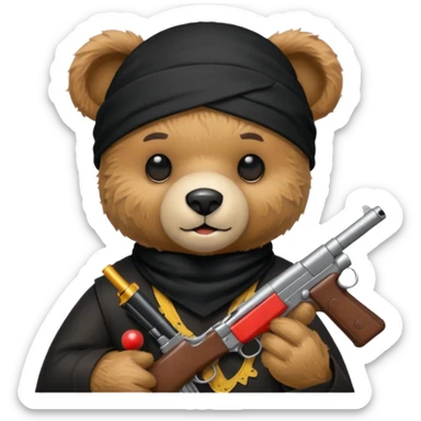 Teddy bear wearing like a Cholo, holding a Glock  sticker