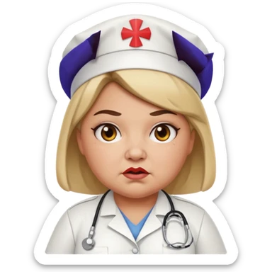 fat girl dressed as a mean nurse sticker