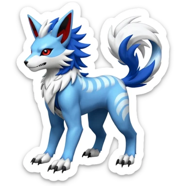 WereGarurumon-Zeraora-Renamon-Absol-fusion-hybrid-creature (full body sticker