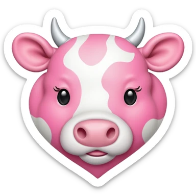 Pink cow spot print heart sticker