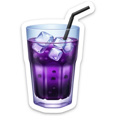 Clear fancy glass of ice and black currant drink sticker