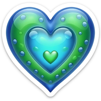 Blue ameba romantic heart green photosynthesis cells alien love heart sticker